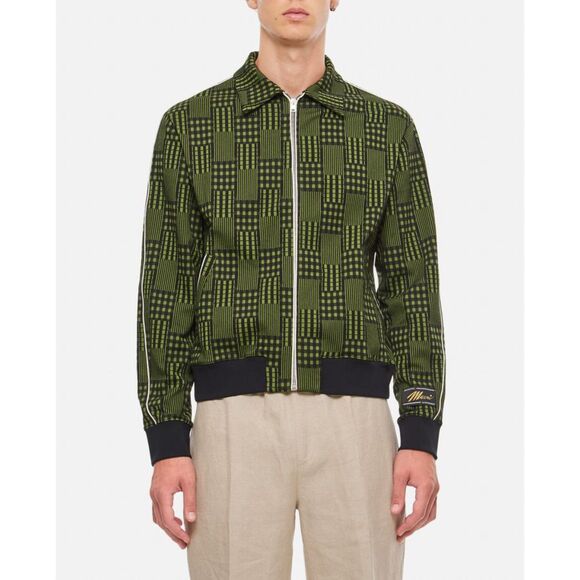 MARNI Mens Sweater Size 48 Green Zip Up Cardigan Sweatshirt Logo Jacquard $1450 - Picture 1 of 16